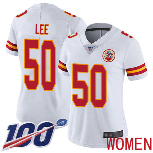 Women Kansas City Chiefs #50 Lee Darron White Vapor Untouchable Limited Player 100th Season Nike NFL Jersey